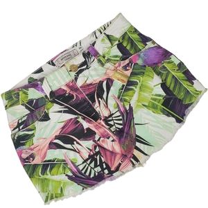 MOIKANA Jungle Twill Raw Edge Mini Skirt Sz 36 Sz S)